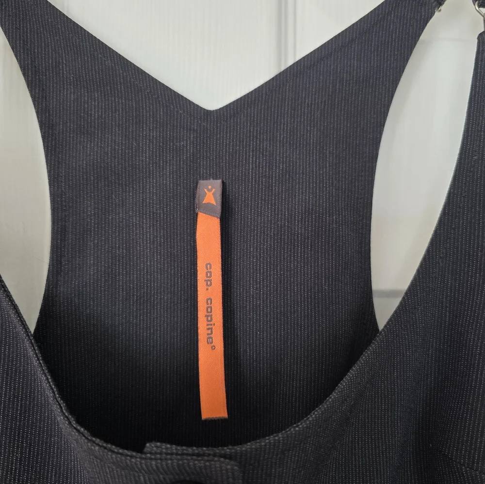 Womens Cop. Copine Vest Shirt Size 42  Futuristic Avant Garde Black, Gray Pinstr - Picture 2 of 12